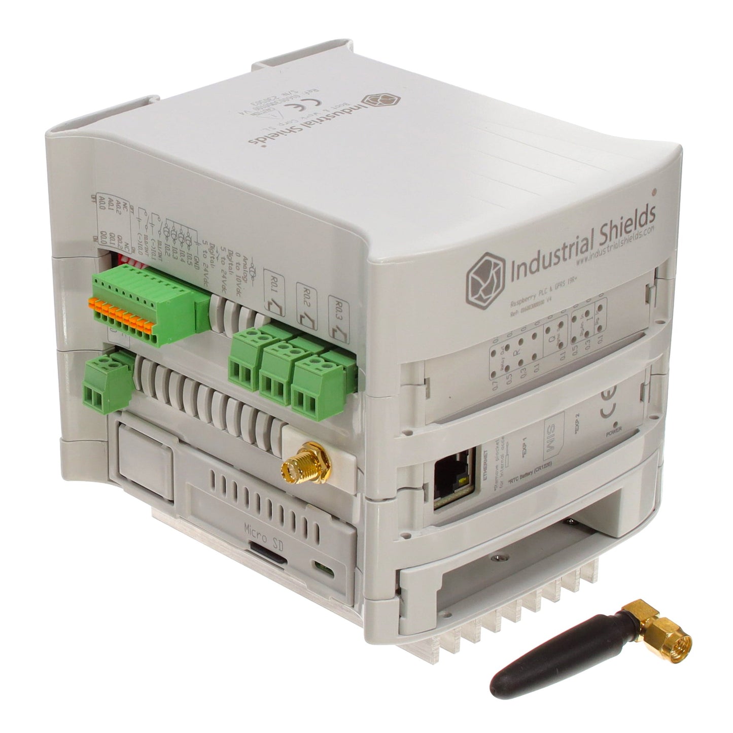 Industrial Shields 16003000100 - RASPBERRY PLC & GPRS 19R I/OS AN 5 - Digital (1), Analog (4)