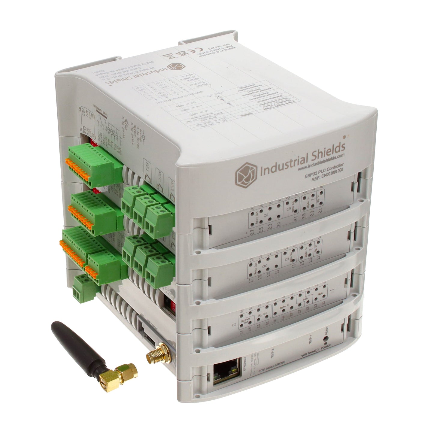 Industrial Shields 34001001000 - ESP32 ETHER&WIFI&BT PLC 53ARR I/ 25 - Digital (11), Analog/Digital (14)