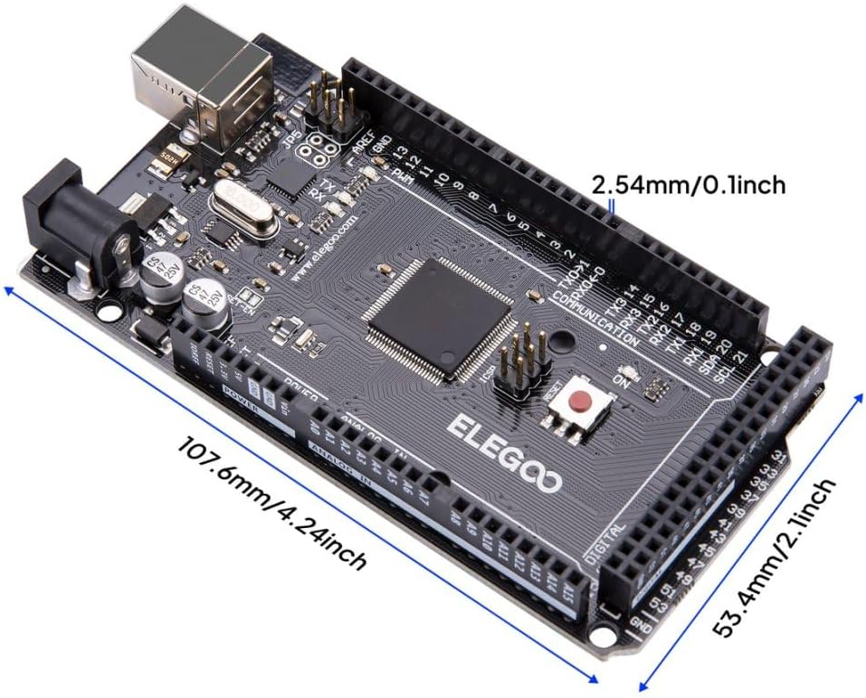 ELEGOO MEGA R3 Board ATmega 2560 + cable USB compatible con Arduino IDE Projects RoHS