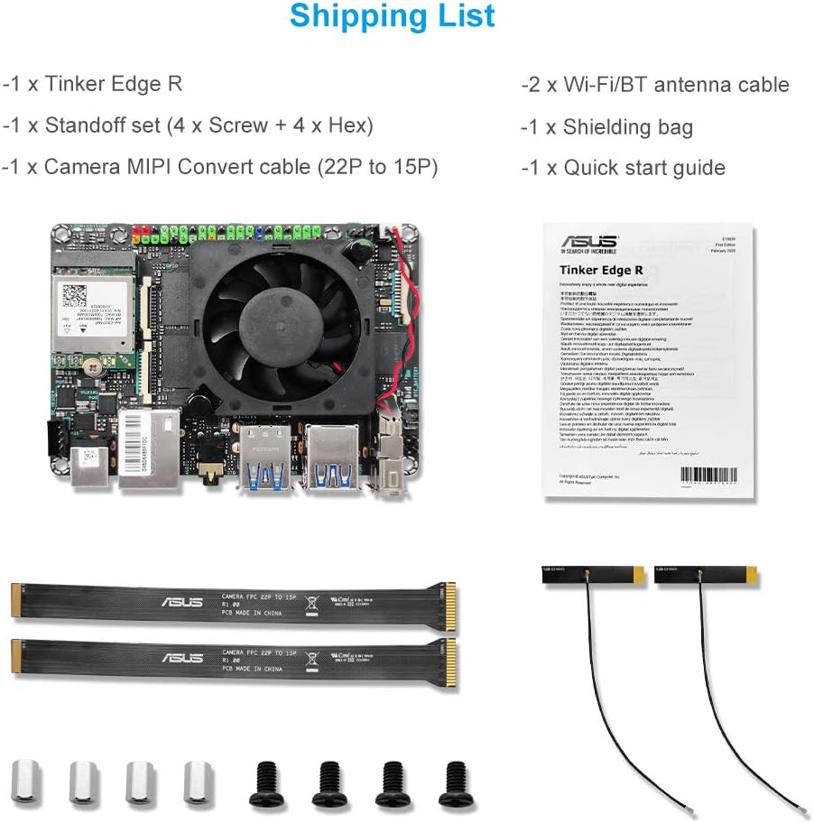 Tinker Edge T, Mismo SOM que Coral Dev Board,1GB RAM+8GB eMMC