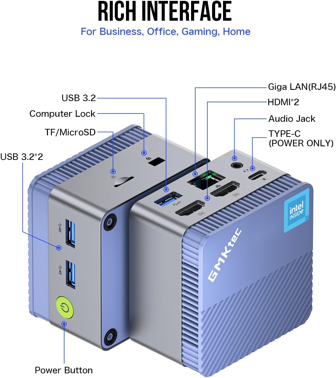 GMKtec Mini PC Windows 11 Pro Intel 11ª generación N5105, 10nm 8GB RAM 128GB SSD M.2 2242 Micro computadora de escritorio con doble HDMI 4K, Dual DDR4, Dual WiFi, Giga, BT4.2 y ventiladores de