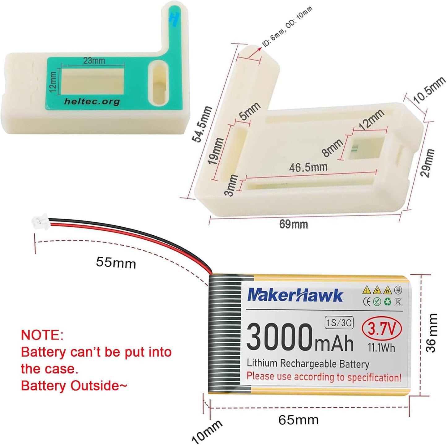 ESP32 LoRa V3 Placa de módulo con batería de 3000 mAh - con antena de 915 MHz y dispositivos de carcasa SX1262 LoRa V3 para Meshtastic Arduino LoRawan IOT