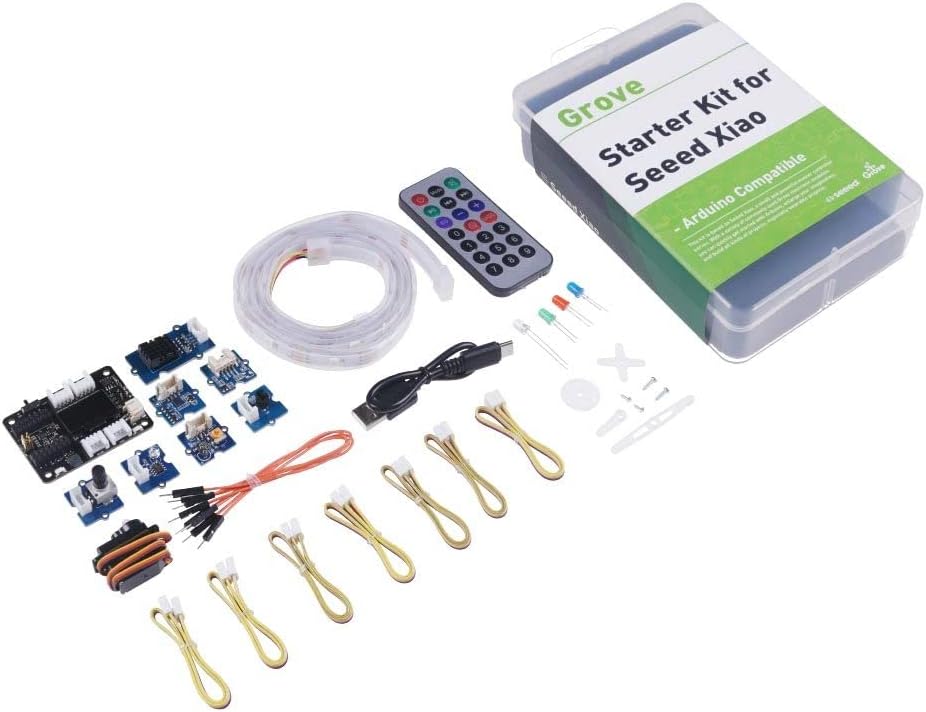 Seeed Studio XIAO Starter Kit - Todas las placas de desarrollo de la serie seeed studio XIAO soportadas, placa de expansión de la serie XIAO, 9 módulos Grove, presentado con cursos XIAO para