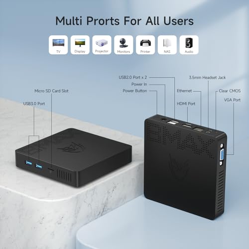 Bmax Mini PC B1 Pro 8 GB LPDDR4 /128 GB eMMC, Intel Gemini Lake N4000 (hasta 2.6 GHz), compatible con expansión SSD M.2 de 512 GB/2 TB, WiFi dual BT4.2 de 2.4G/5G, 4K Dual Display Micro Computadora
