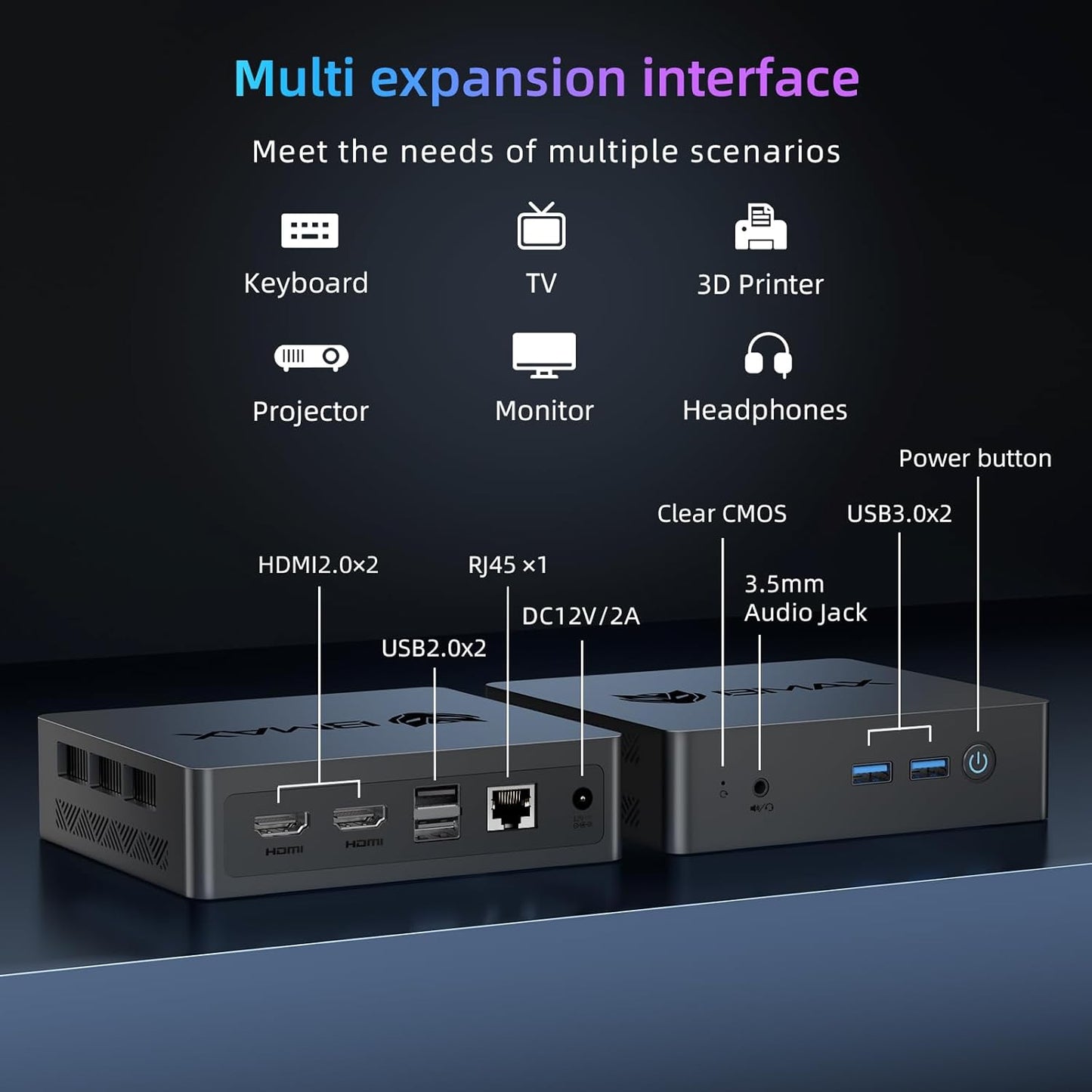 Bmax Mini PC B1 Pro 8 GB LPDDR4 /128 GB eMMC, Intel Gemini Lake N4000 (hasta 2.6 GHz), compatible con expansión SSD M.2 de 512 GB/2 TB, WiFi dual BT4.2 de 2.4G/5G, 4K Dual Display Micro Computadora