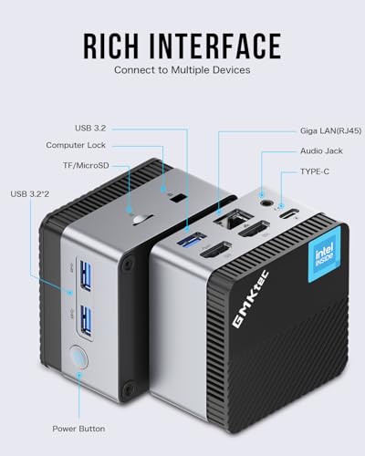 GMKtec Mini PC Windows 11 Pro Intel 11ª generación N5105, 10nm 8GB RAM 128GB SSD M.2 2242 Micro computadora de escritorio con doble HDMI 4K, Dual DDR4, Dual WiFi, Giga, BT4.2 y ventiladores de