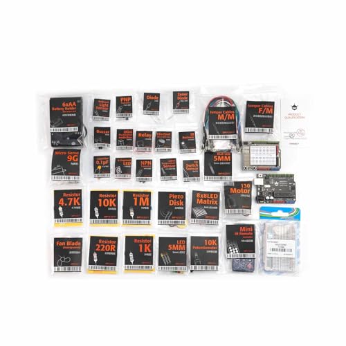 DFROBOT UNO R3 Kit de inicio completo para Arduino con tutorial detallado - Compatible con Arduino UNO R3 y Arduino IDE para electrónica y aprendizaje de programación Arduino