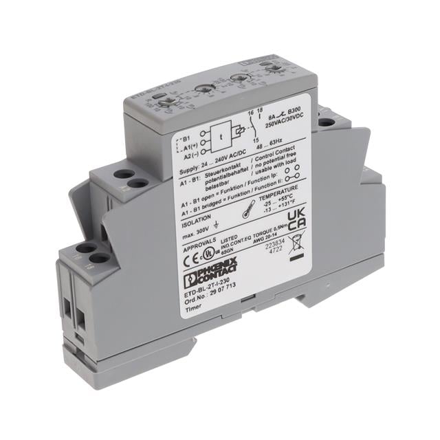 Phoenix Contact 2907713 ETD-BL-2T Riel DIN Relé mecánico 0.05 seg ~ 100 h 5A a 250VCA