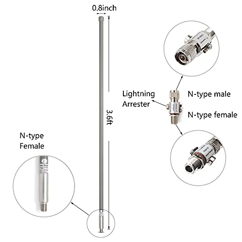 LoRa Antena 915MHz Kit 8dBi Ganancia al aire libre Omni-Direction HNT Miner Antena 3.6 ft Helium Hotspot Antena