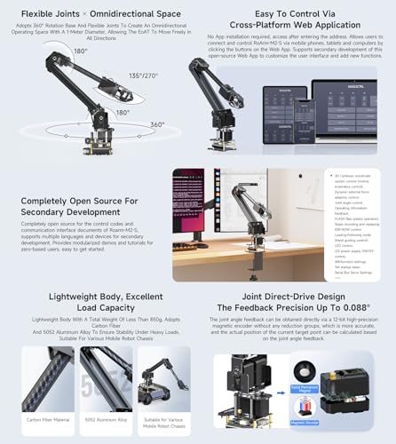Waveshare Kit de brazo robótico, kit de robot de escritorio, servo de bus serie de alto par, basado en ESP32, 4-DOF, soporta expansión flexible y desarrollo secundario, control inalámbrico