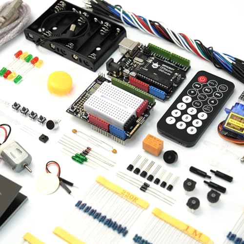 DFROBOT UNO R3 Kit de inicio completo para Arduino con tutorial detallado - Compatible con Arduino UNO R3 y Arduino IDE para electrónica y aprendizaje de programación Arduino