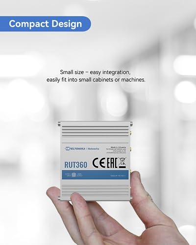 Teltonika RUT360100100 - Router celular industrial 4G LTE Cat6, enrutador Wi-Fi 4G LTE con DI/DO, VPN avanzada, certificado por Verizon/AT&T/T-Mobile