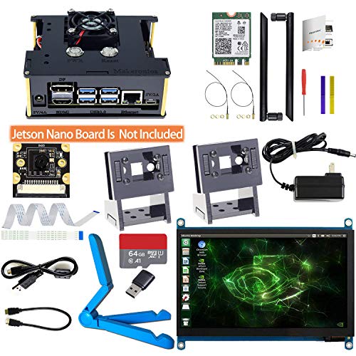 Makeronics Kit de desarrollador para Jetson Nano -7 pulgadas Touch| Cámara IMX 219-77 con estuche| Tarjeta TF Clase 10 de 64 GB con lector de tarjetas | Estuche Jetson Nano Acrílico para A02 y B01