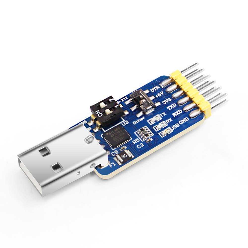WITMOTION UART - Convertidor USB a serie 6 en 1, multifuncional (USB a TTL/RS485/232, TTL-RS232/485, 232-485), módulo adaptador universal con CP2102 compatible con Windows 7/8/10, Linux, Arduino