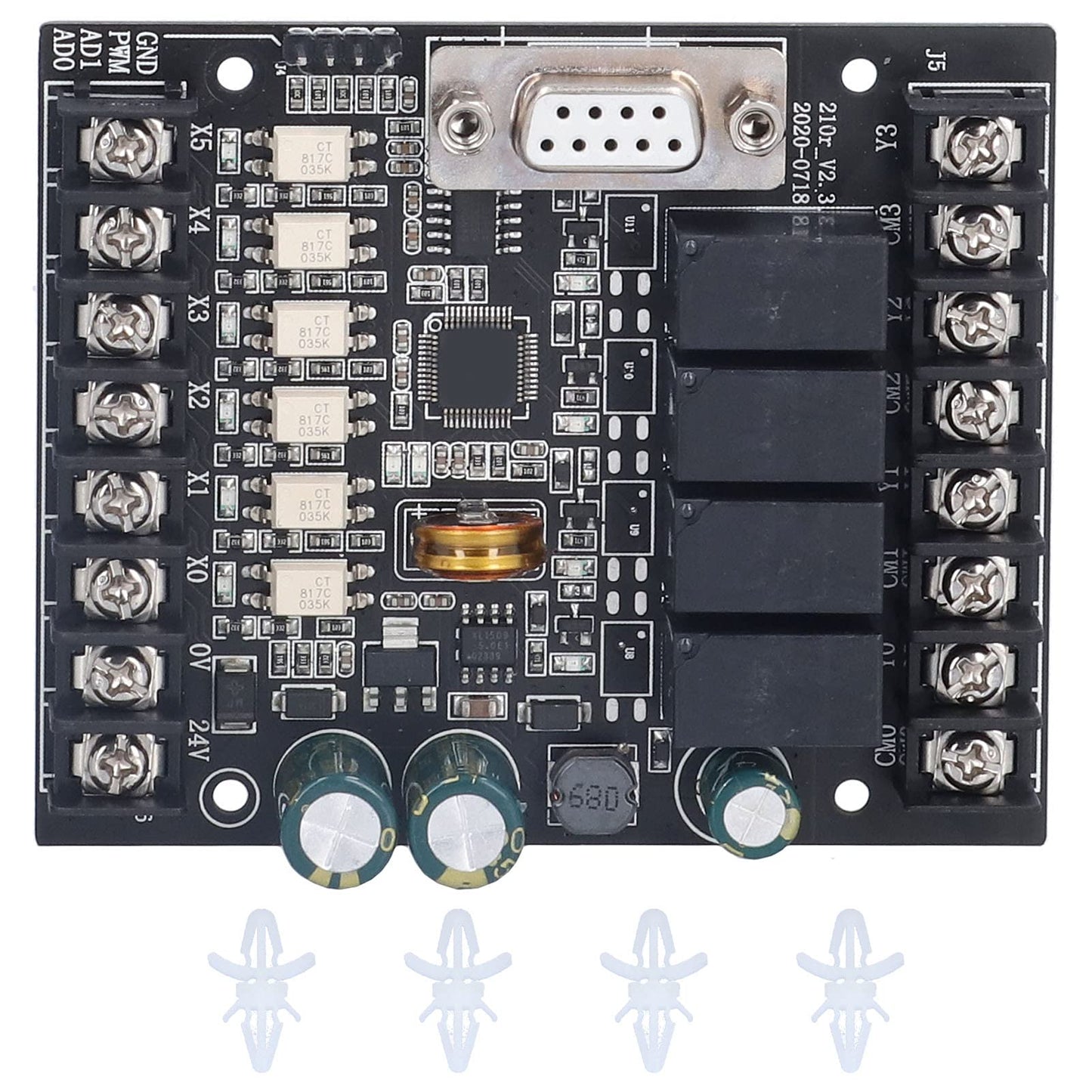 Tablero de control industrial del PLC de DC 24V 5A, controlador del PLC 4P WS2N-10M Placa de control industrial Módulo de salida analógica de la retransmisión del controlador programable