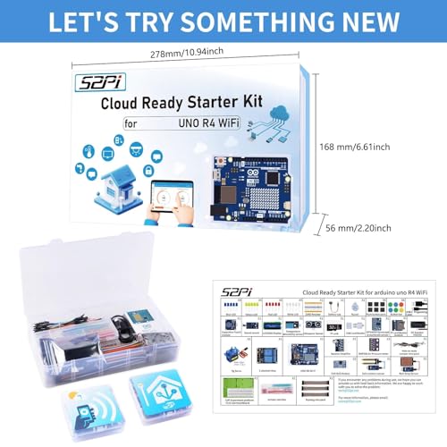 GeeekPi Kit de inicio listo para la nube con WiFi UNO R4, Bluetooth, I2C, matriz LED de 12 x 8, integración de IoT y tutoriales para principiantes e ingenieros