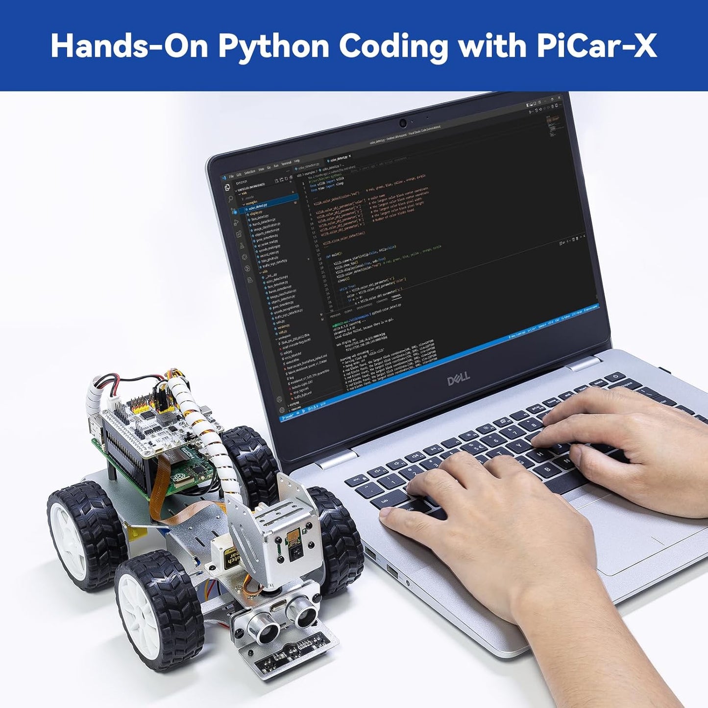 SunFounder PiCar-X AI Video Robot Kit de coche para Raspberry Pi 5/4/3B+/3B, ChatGPT-4o habilitado con reconocimiento de video, pitón, arañazos, cámara, micrófono, batería recargable (RPI no incluida)
