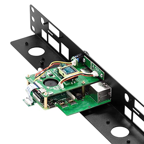 UCTRONICS Ultimate Rack con funcionalidad PoE para Raspberry Pi 4, 19" 1U Rackmount con PoE HAT, todo IO en un lado, pantalla OLED, interruptor de alimentación y ventilador de refrigeración