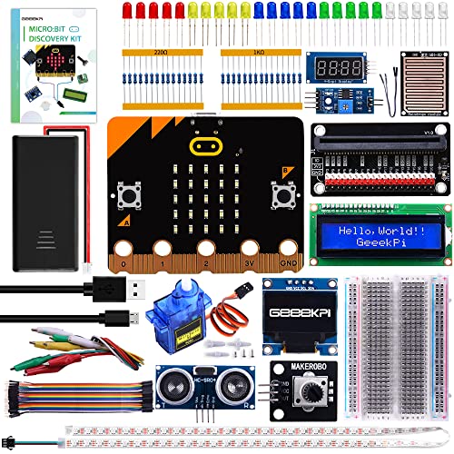 GeeekPi Kit básico de inicio para BBC Micro:bit (V2 incluido), bloques y código Python, ejemplos de proyectos de sensores múltiples, tutorial detallado incluido