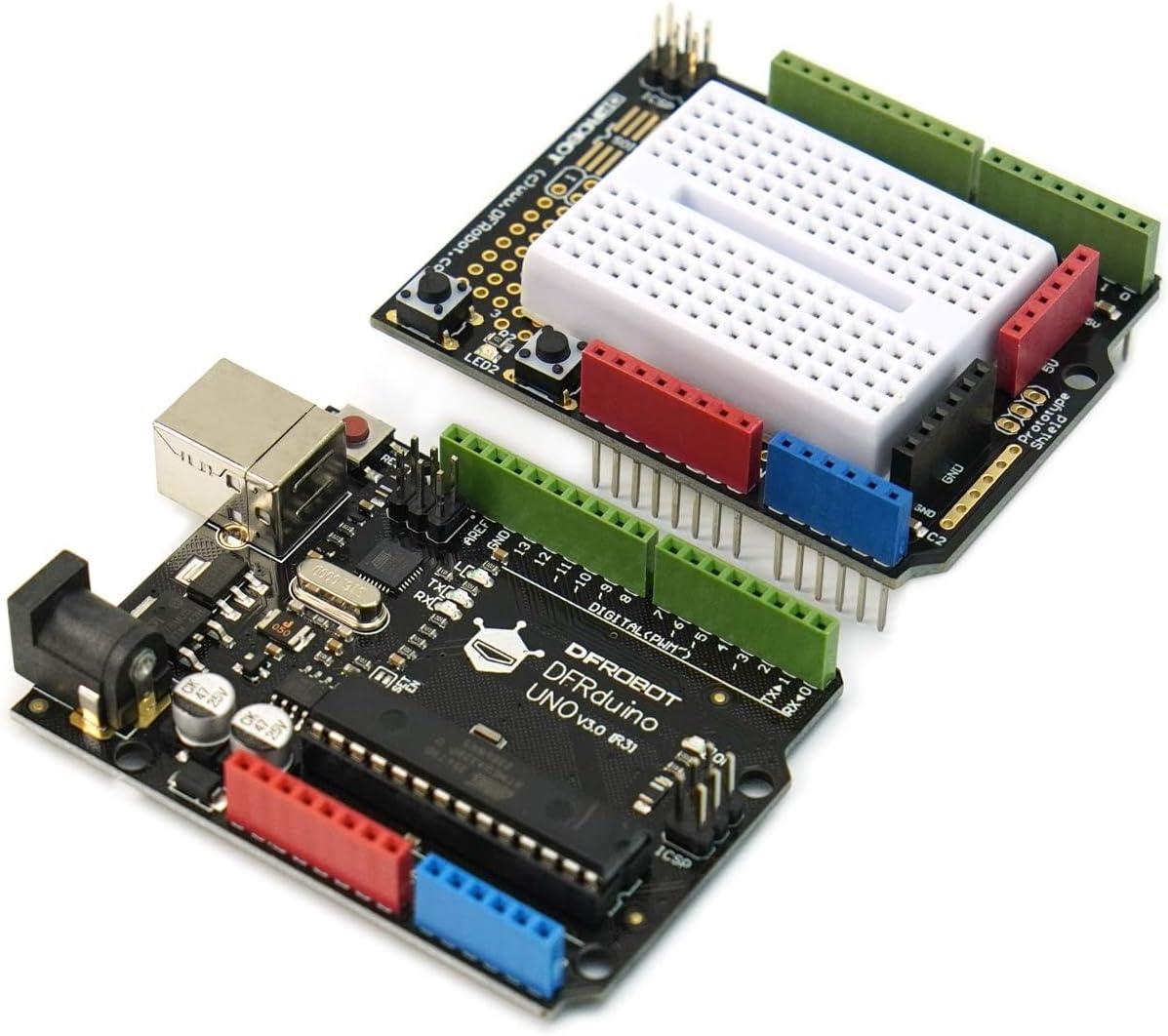 DFROBOT UNO R3 Kit de inicio completo para Arduino con tutorial detallado - Compatible con Arduino UNO R3 y Arduino IDE para electrónica y aprendizaje de programación Arduino
