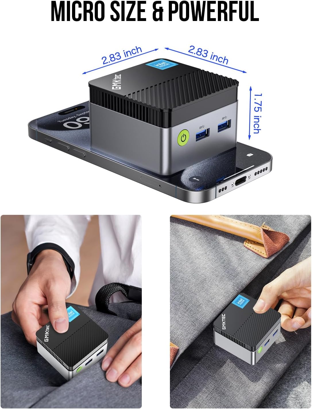 GMKtec Mini PC Windows 11 Pro Intel 11ª generación N5105, 10nm 8GB RAM 128GB SSD M.2 2242 Micro computadora de escritorio con doble HDMI 4K, Dual DDR4, Dual WiFi, Giga, BT4.2 y ventiladores de
