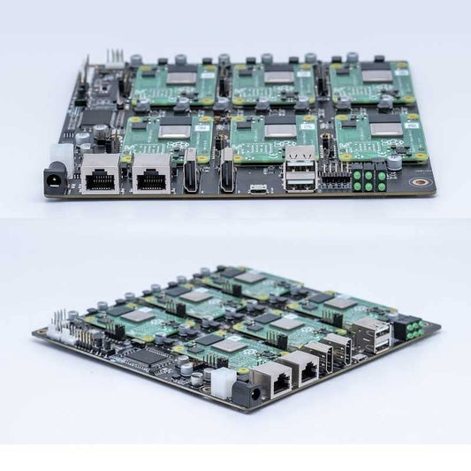 DeskPi Super6C para Raspberry Pi Compute Module 5/Raspberry Pi CM4 Cluster, Mini-ITX Board 6 RPI CM5/CM4 compatible, fuente de alimentación incluida