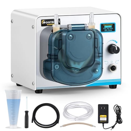 MOONSHAN MS-PP-800 Bomba peristáltica de 24 V Velocidad variable 0.0-27.1 fl oz/min Bomba dosificadora de líquidos inteligente Pantalla OLED de alto caudal de 430 rpm para aplicaciones industriales de