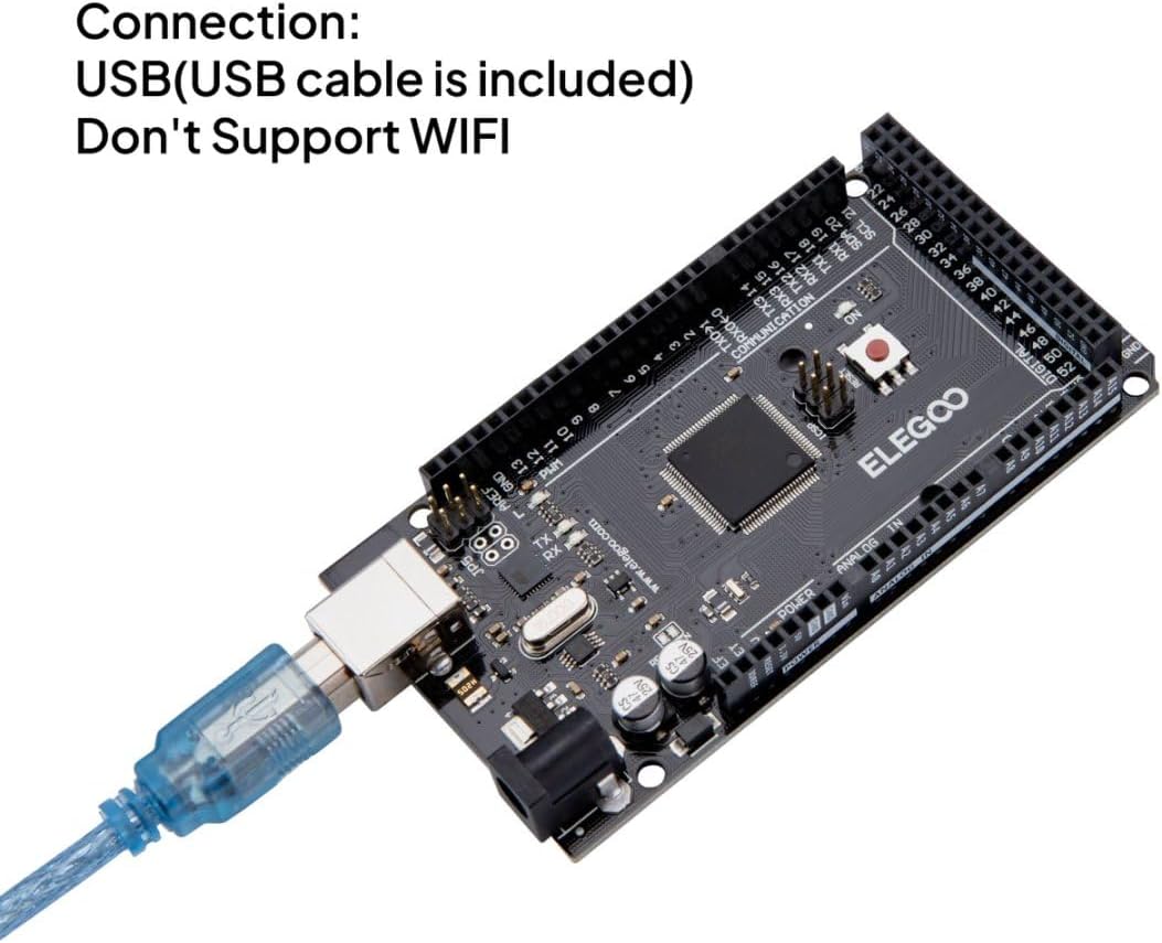 ELEGOO MEGA R3 Board ATmega 2560 + cable USB compatible con Arduino IDE Projects RoHS