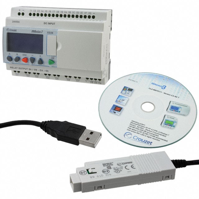 Crouzet 88974084 Millenium 3, XD26 CONTROL LOGIC 16 IN 10 OUT 24V 16 - Digital (10), Analog/Digital (6)