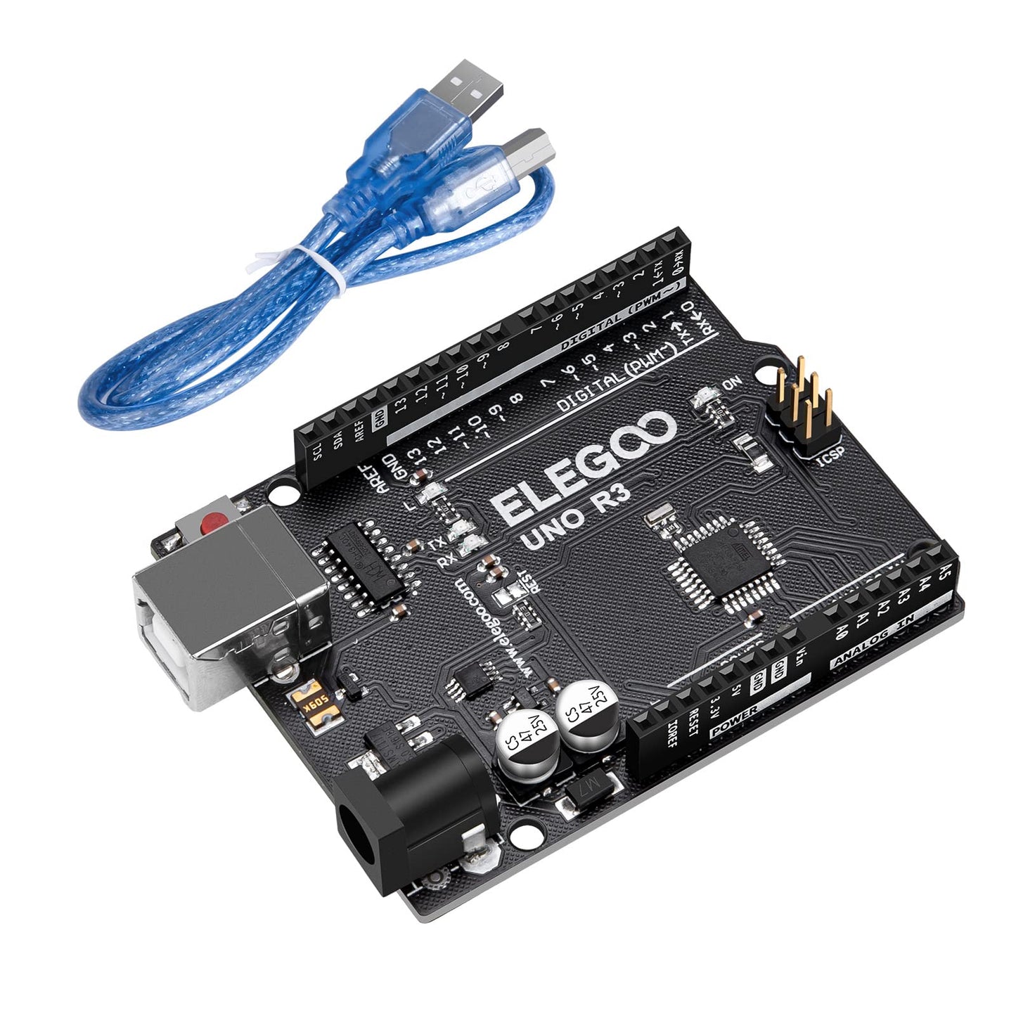 ELEGOO UNO R3 Placa Controladora ATmega328P con Cable USB Compatible con Arduino IDE