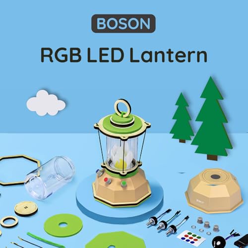 Linterna LED RGB Boson: un kit creativo para hacer tú mismo con un manual de instrucciones en papel de colores para acampar, decoraciones para festivales y luces nocturnas | Fácil montaje | Exploración de colores | Aprendizaje de circuitos y electrónica