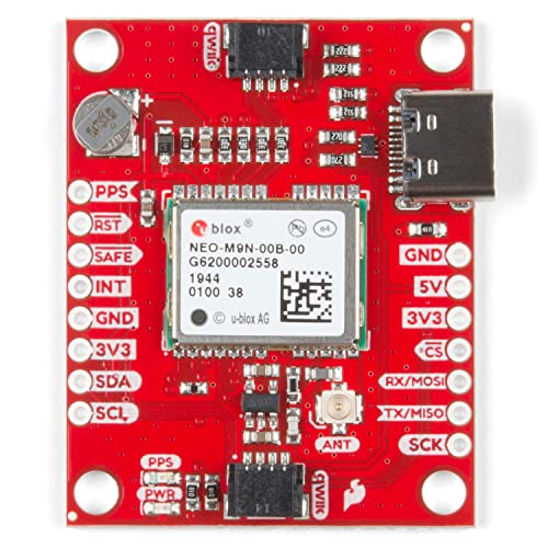 SparkFun Desbrote GPS - NEO-M9N, U.FL (Qwiic) Breakout no requiere soldadura, contiene una batería de respaldo recargable que permite un arranque en caliente disminuyendo el tiempo hasta la primera solución