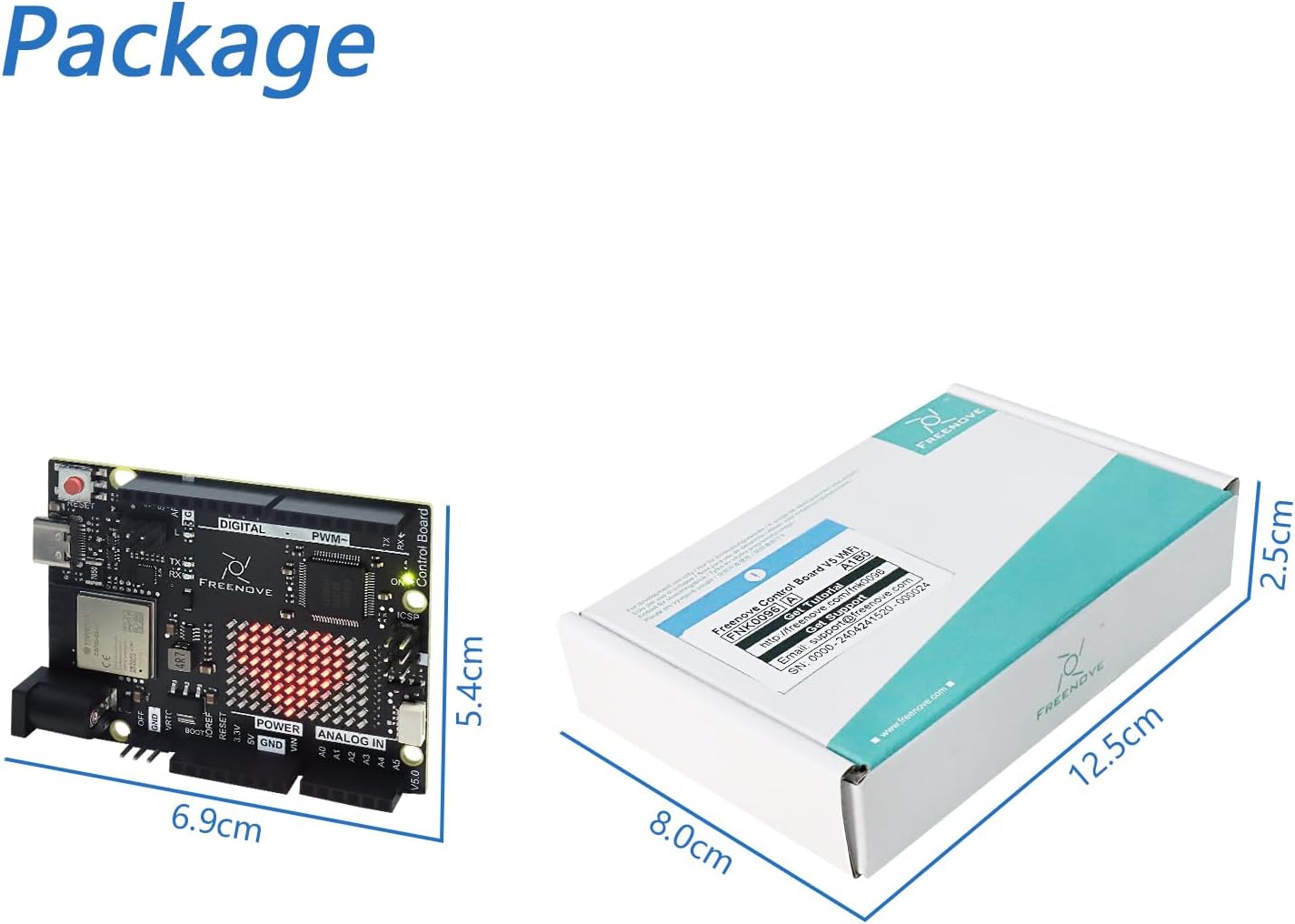 Freenove Tablero de control V5 Rev4 WiFi (compatible con Arduino IDE), microcontrolador Arm Cortex-M4, ESP32-S3 integrado, matriz LED, conector USB-C, proyectos de ejemplo y tutorial de código