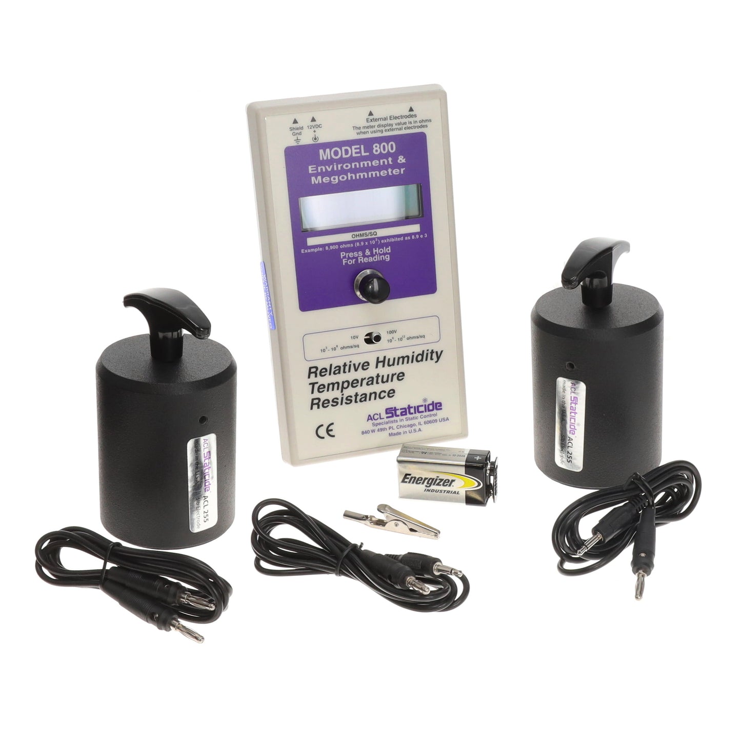 ACL Staticide Inc ACL 800C - Surface Resistivity Meter Measuring Surface Resistivity, Humidity, and Temperature