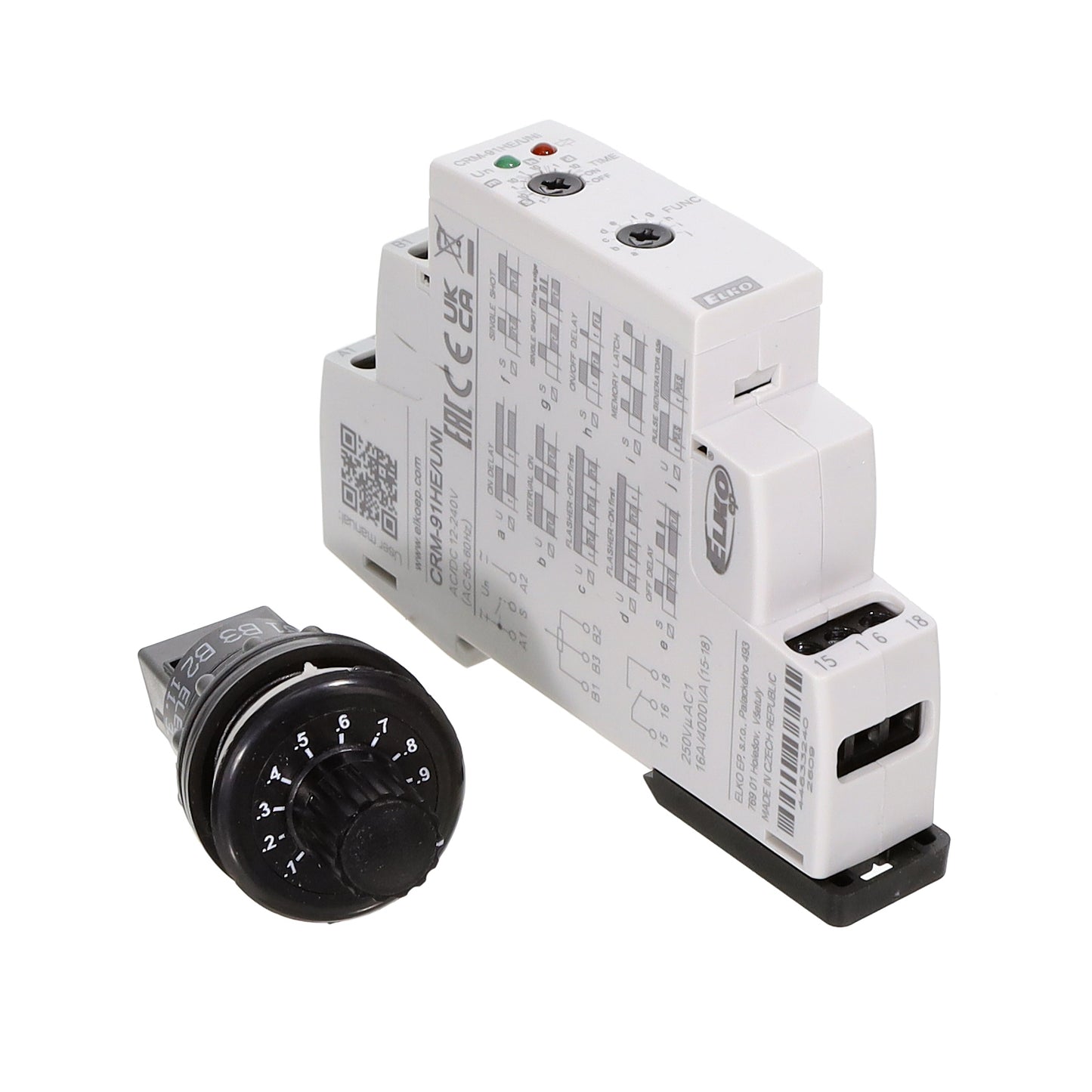 ELKO EP North America CRM-91HE/UNI + 1X EXTERNAL POTENTIOMETER - Riel DIN Relé mecánico 0.1 seg ~ 10 días 16A a 250VCA/24VCC