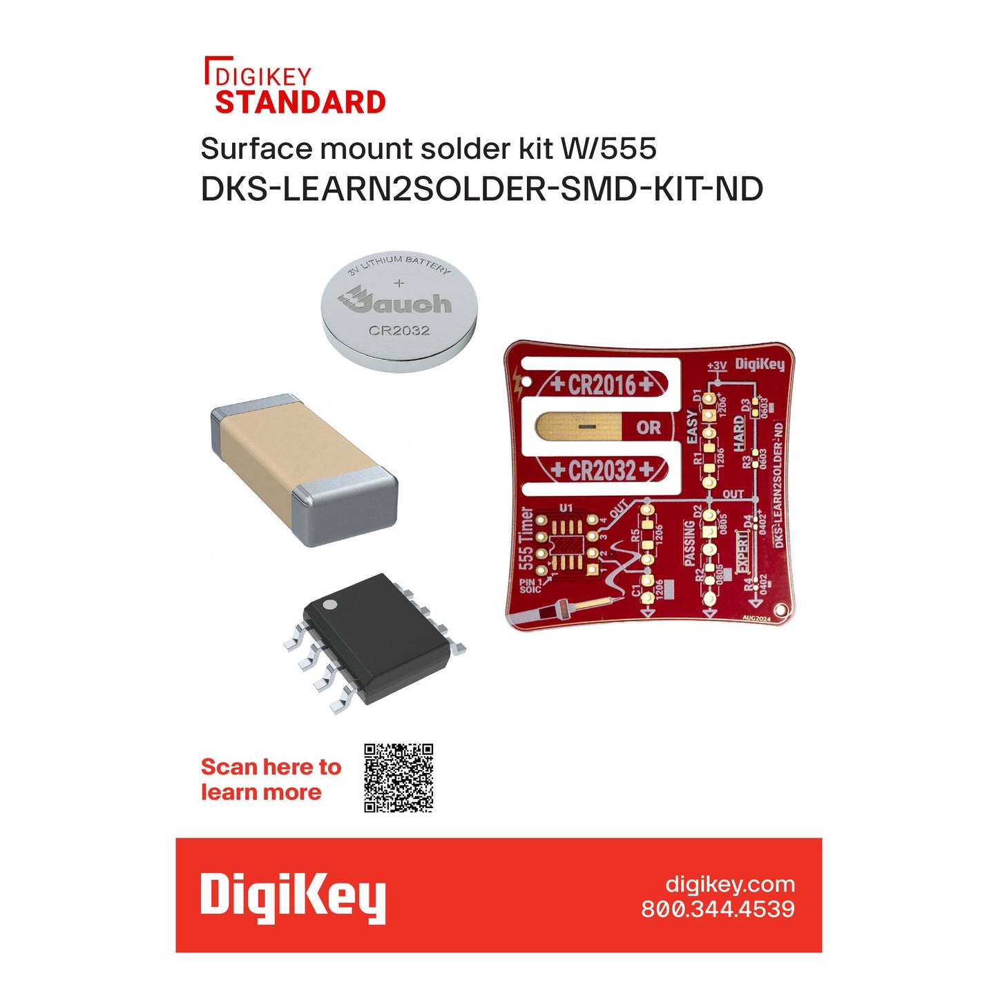 DigiKey Standard DKS-LEARN2SOLDER-SMD LEARN2SOLDER SURFACE MOUNT SOLDER KIT W/555