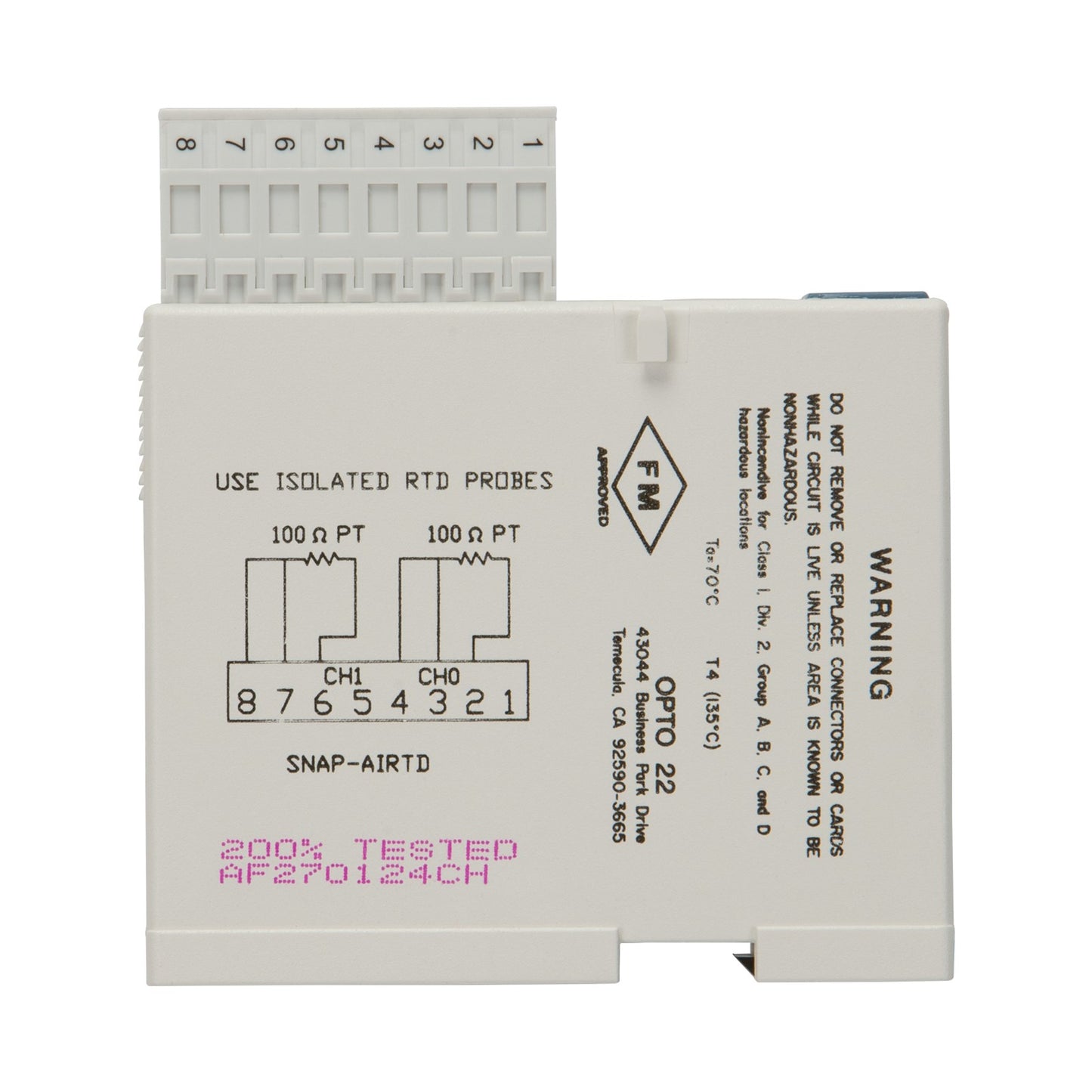 Opto 22 SNAP-AIRTD SNAP Input, Output (I/O) Module SNAP Series