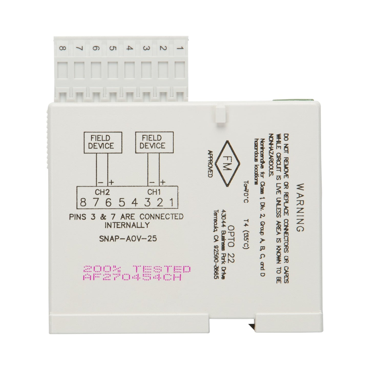 Opto 22 SNAP-AOV-25 SNAP Input, Output (I/O) Module -