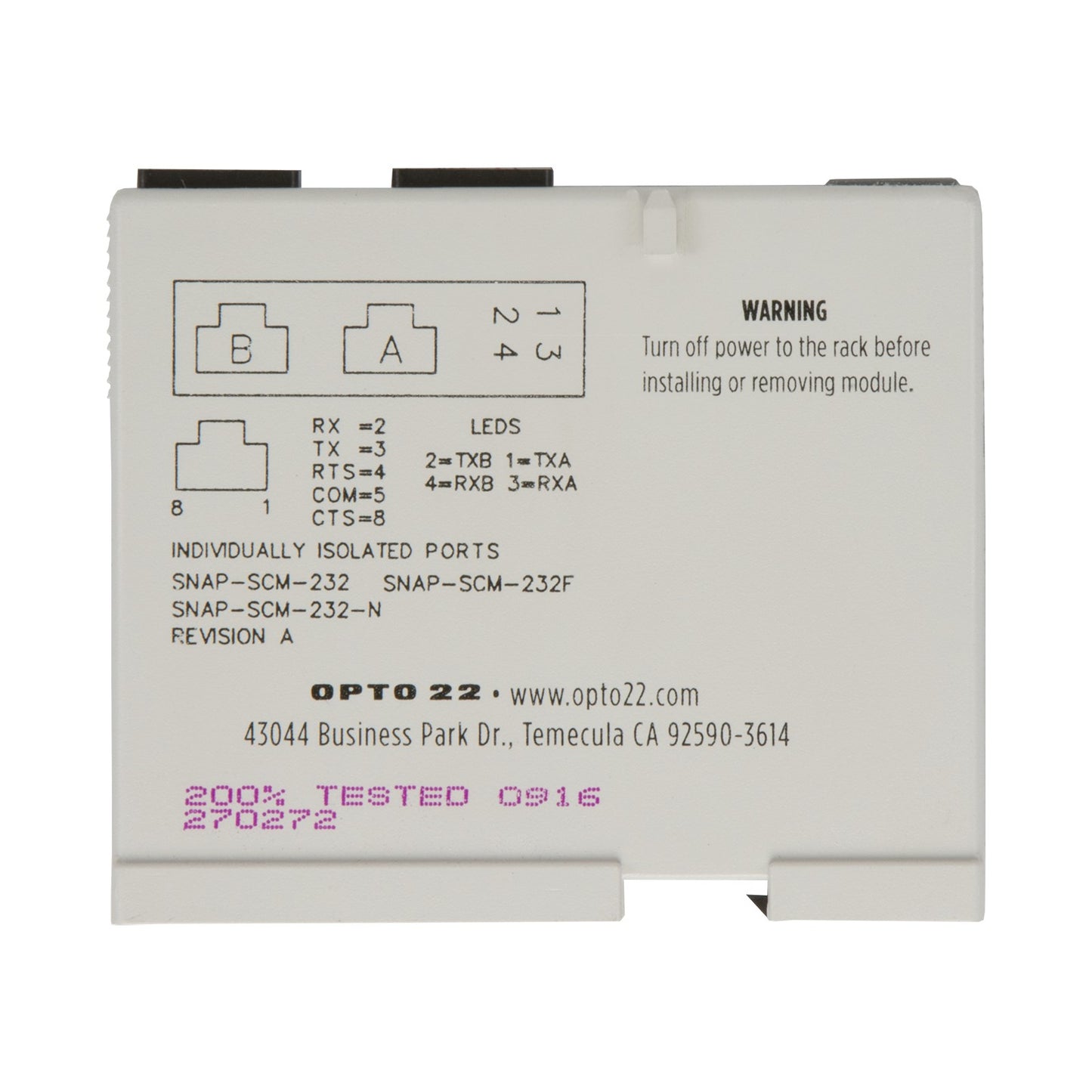 Opto 22 SNAP-SCM-232 SNAP Communications Module SNAP Series