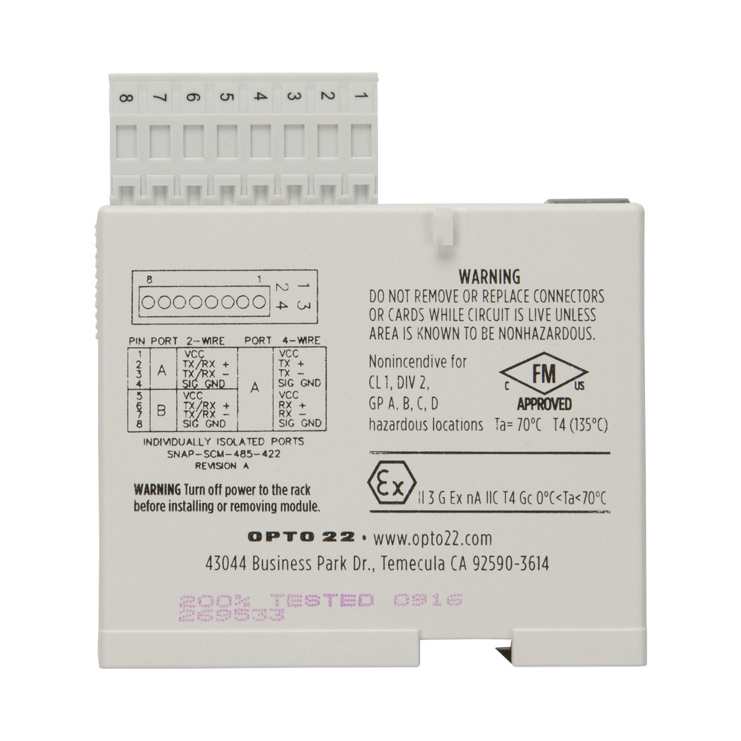 Opto 22 SNAP-SCM-485-422 SNAP Communications Module SNAP Series