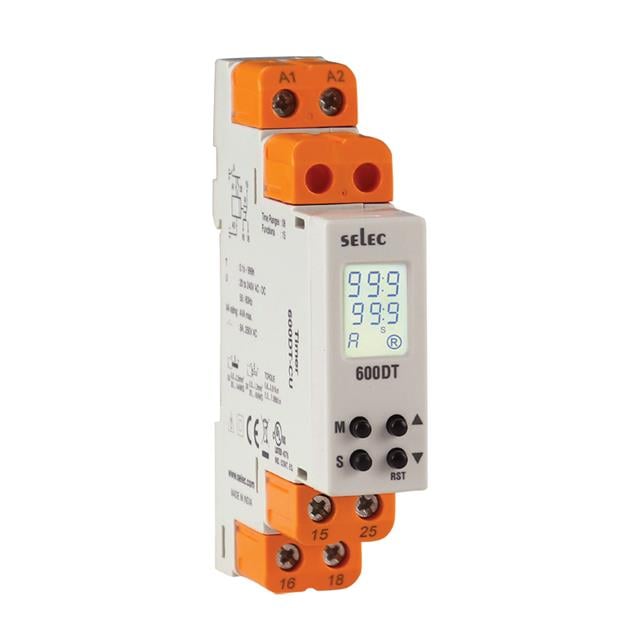 Selec Controls USA Inc. 600DT-V2-CU 600DT Riel DIN Relé mecánico 0 seg ~ 999 h 8A a 250VCA