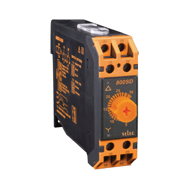 Selec Controls USA Inc. 800SD-2-230 800SD Riel DIN Relé mecánico 0.05seg ~ 60seg 5A a 250VCA