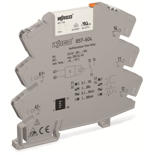 WAGO Corporation 857-604 - Riel DIN Relé mecánico 0.1 seg ~ 300 min 6A a 250VCA