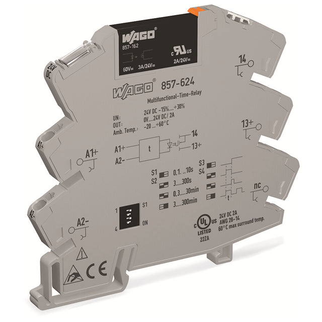 WAGO Corporation 857-624 - Riel DIN Relé de estado sólido 0.1 seg ~ 300 min 2A a 30VCC