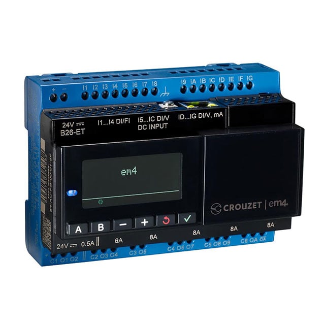 Crouzet 88981133 em4, B26-ET CONTROL LOGIC 16 IN 10 OUT 24V 16 - Digital (4), Analog/Digital (12)