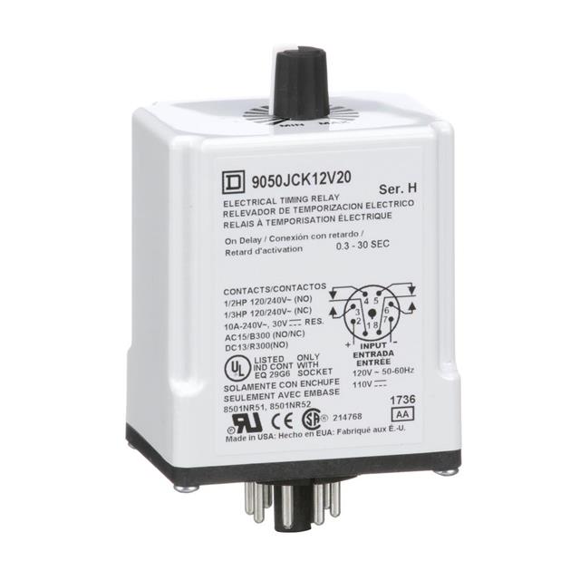 Schneider Electric 9050JCK12V20 Altivar Para enchufe Relé mecánico 0.3 ~ 30 seg 10A a 240VCA