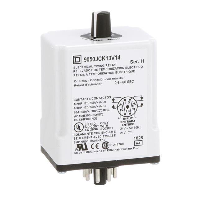 Schneider Electric 9050JCK13V14 Square D JCK Para enchufe Relé mecánico 0.6 ~ 60 seg 10A a 240VCA