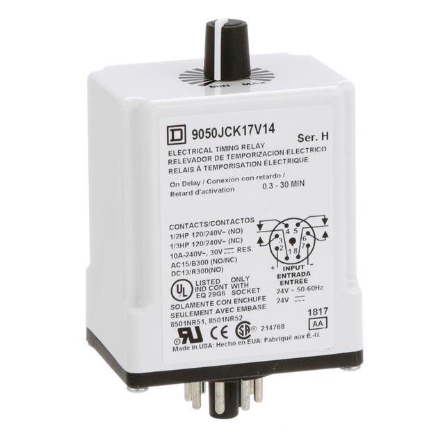 Schneider Electric 9050JCK17V14 Square D JCK Para enchufe Relé mecánico 0.3 min ~ 30 min 10A a 240VCA