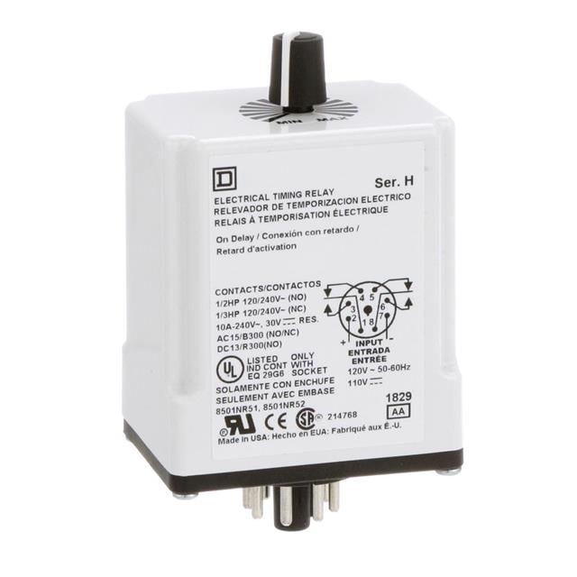 Schneider Electric 9050JCK18V20 Square D JCK Para enchufe Relé mecánico 0.6 min ~ 60 min 10A a 240VCA