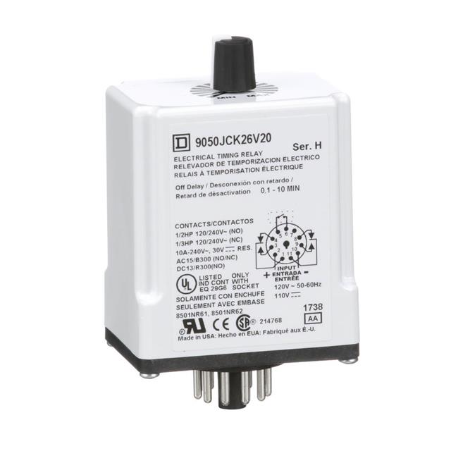 Schneider Electric 9050JCK26V20 Square D JCK Para enchufe Relé mecánico 0.1 min ~ 10 min 10A a 240VCA